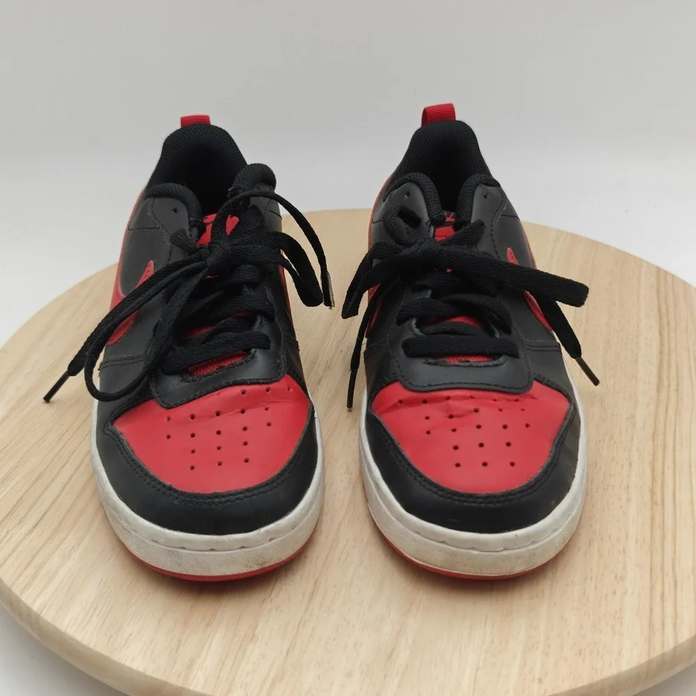 Nike Court Borough Low 2 Shoes Youth Size 4.5Y Black Red Sneaker GS BQ5448-007